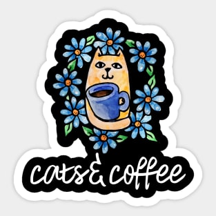 Cats and Coffee Sticker